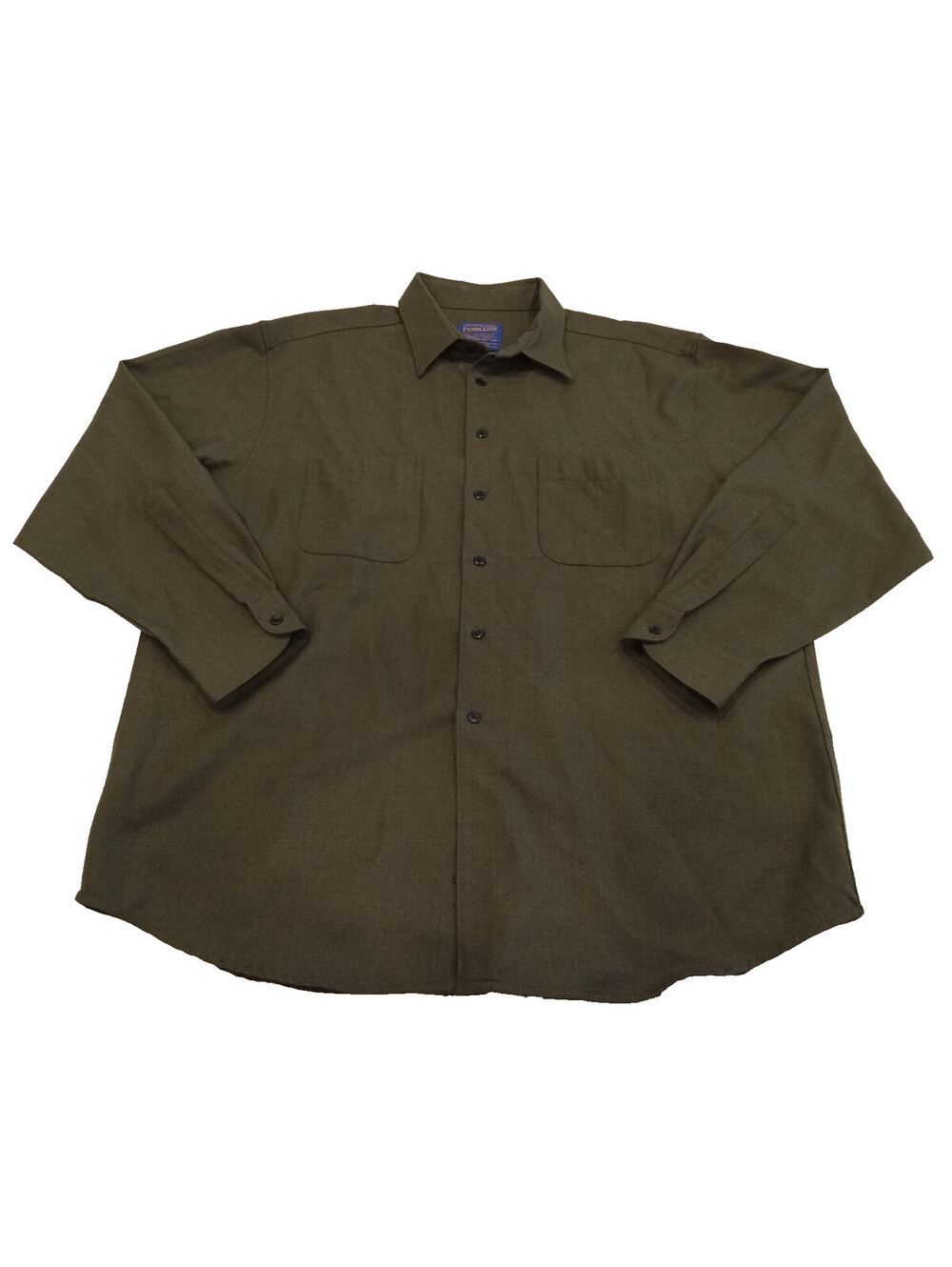 Pendleton Board Shirt Mens XL Olive Green 100% Virgin Wool Loop Collar XL